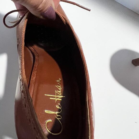 COLE HAAN size 7 1/2 B women’s, open toe leather pump - Picture 11 of 12